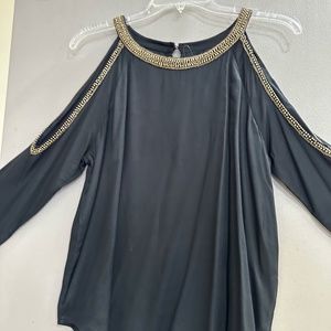 NWT-MLV Cold-Shoulder Jet Black Blouse